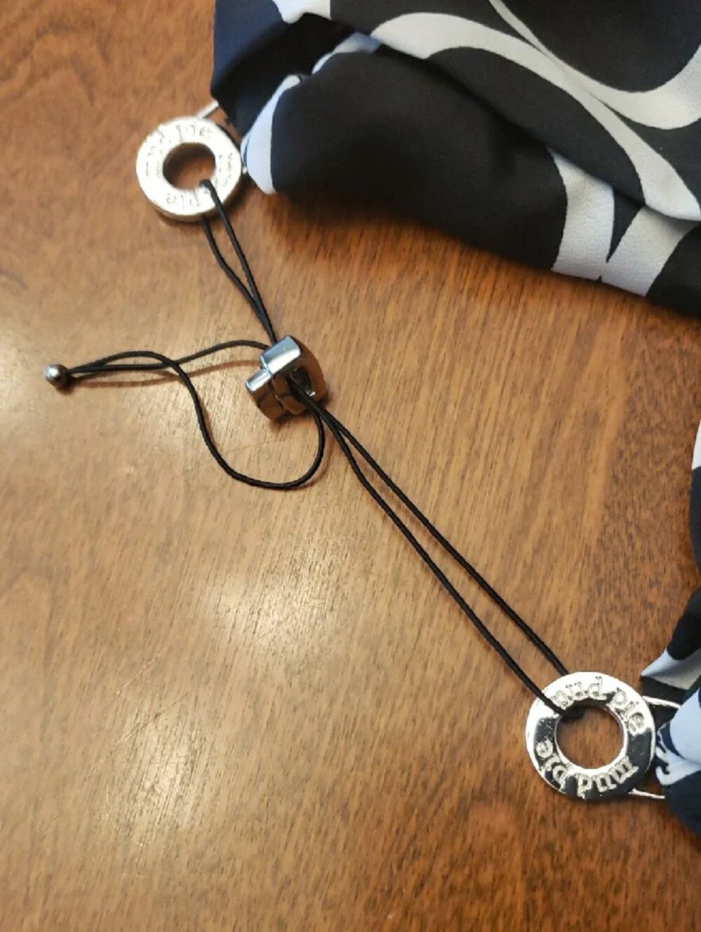 Mud Pie Black & White Patterned Scarf Necklace - OS